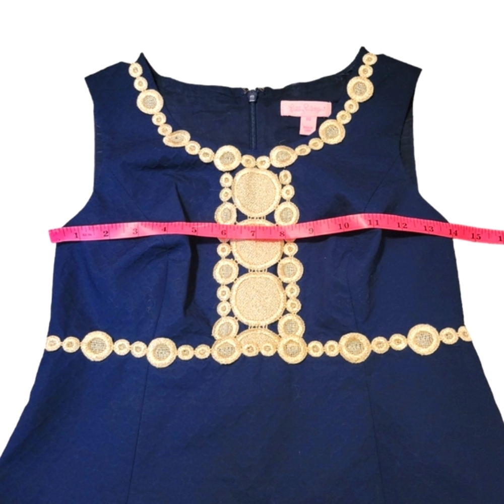Lilly Pulitzer Navy Dress with White Lace Trim - Picture 5 of 12